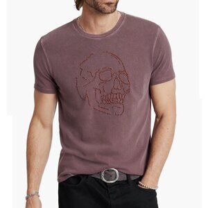 John Varvatos Skull Beaded Knots Embroidered Crew Tee Mens Mauvewood NWT 148